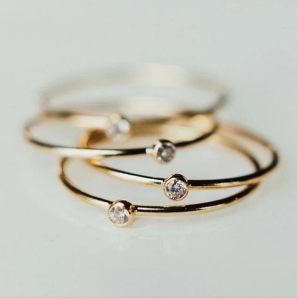 Clear Cubic Zirconia Stacker Ring Size 7 - Picture 3 of 5